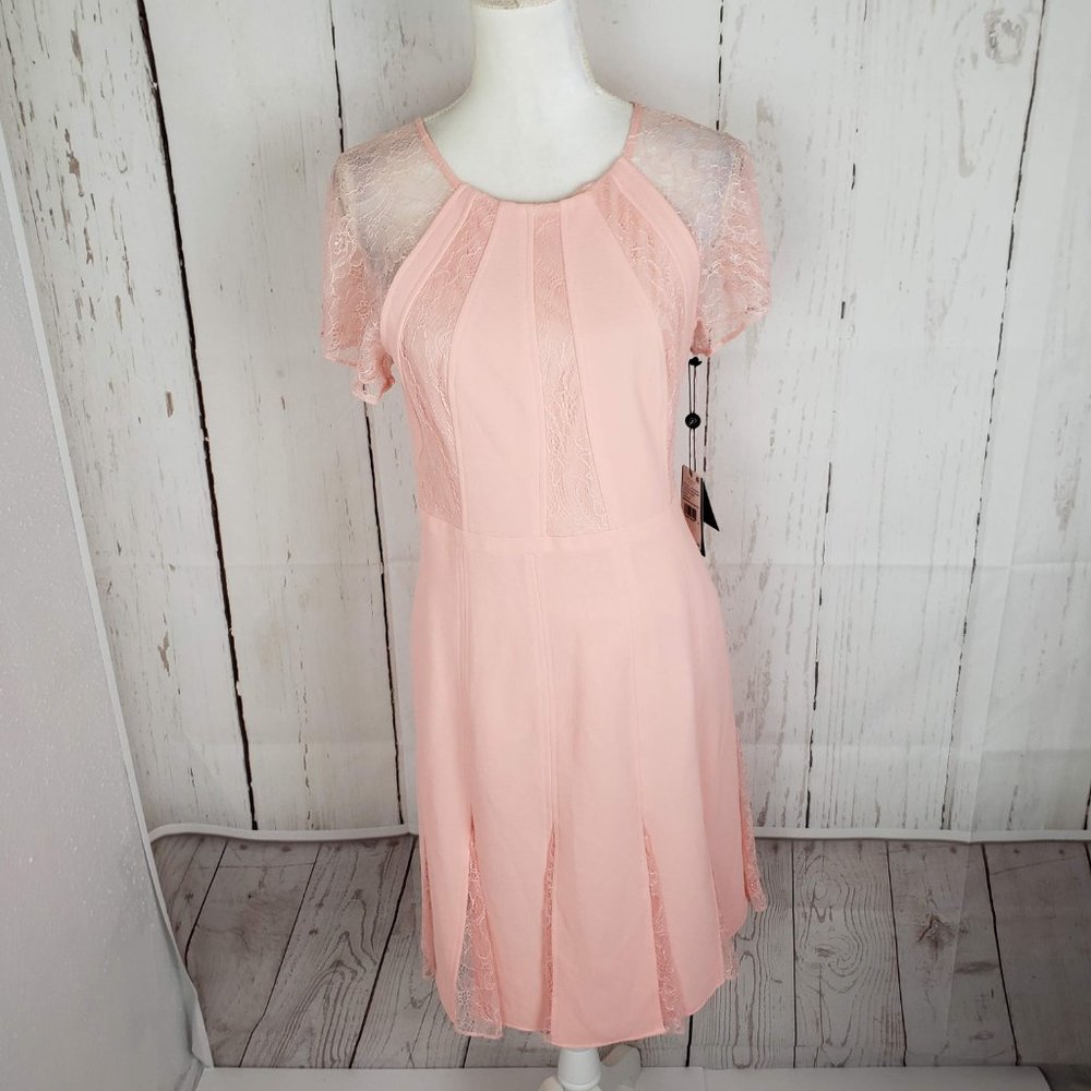 New Adrianna Papell Fit Flare Party Dress Peach - Picture 3 of 8